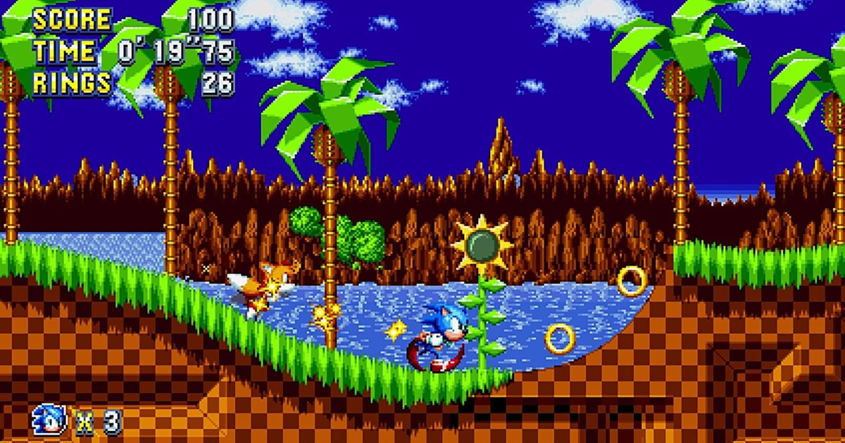 sonic corre per recuperare monete nel videogame del 1991 - nerdface