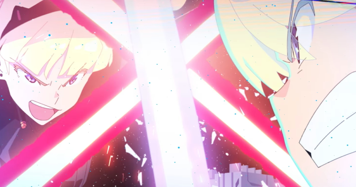 un anime in cui due jedi si fronteggiano incrociando due spade laser rosse - nerdface