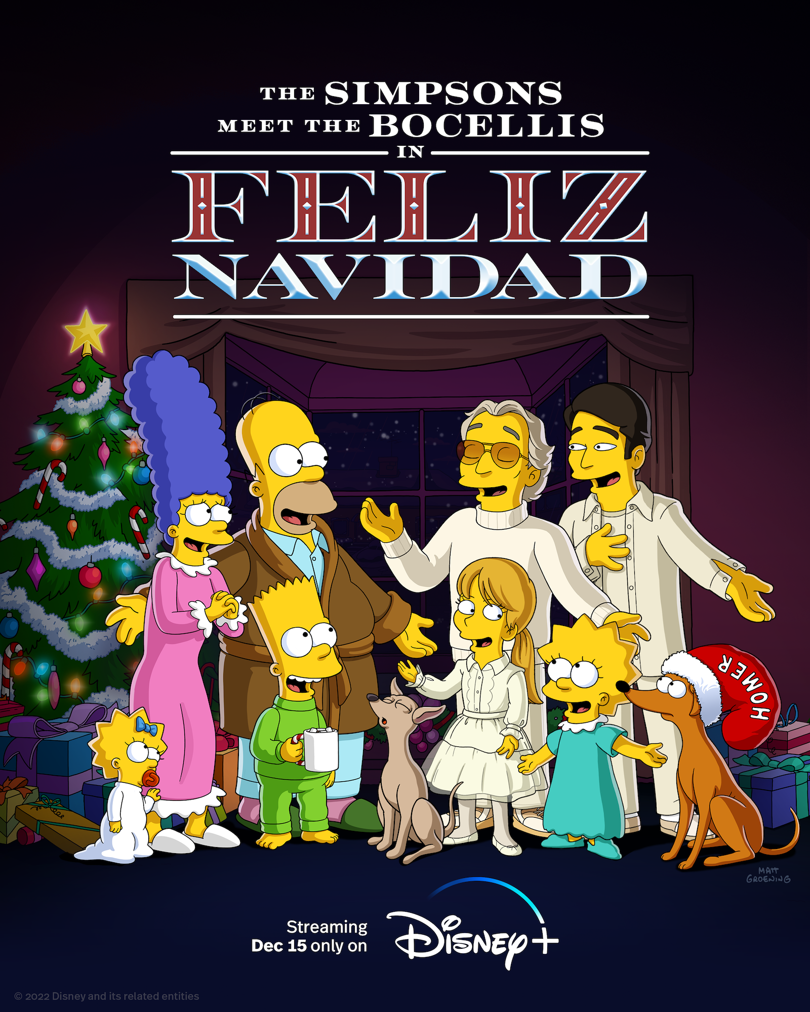 la key art di simpson meet bocelli in feliz navidad - nerdface