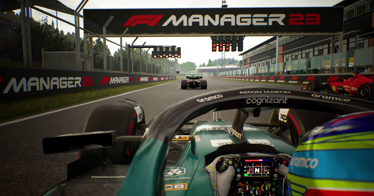 una visuale on board di f1 manager 2023 - nerdface