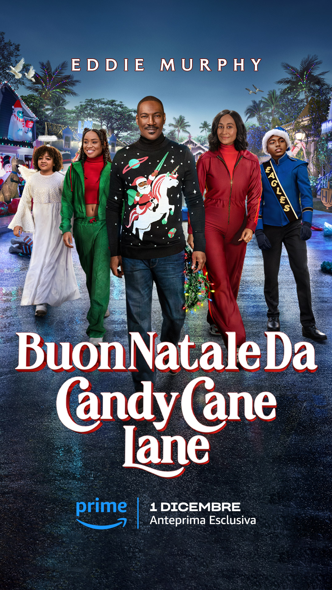 il poster di buon natale da candy cane lane - nerdface