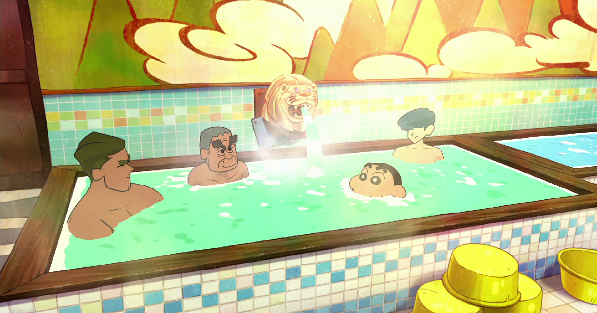 il protagonista di shin chan shiro and the coal town è in una sauna - nerdface