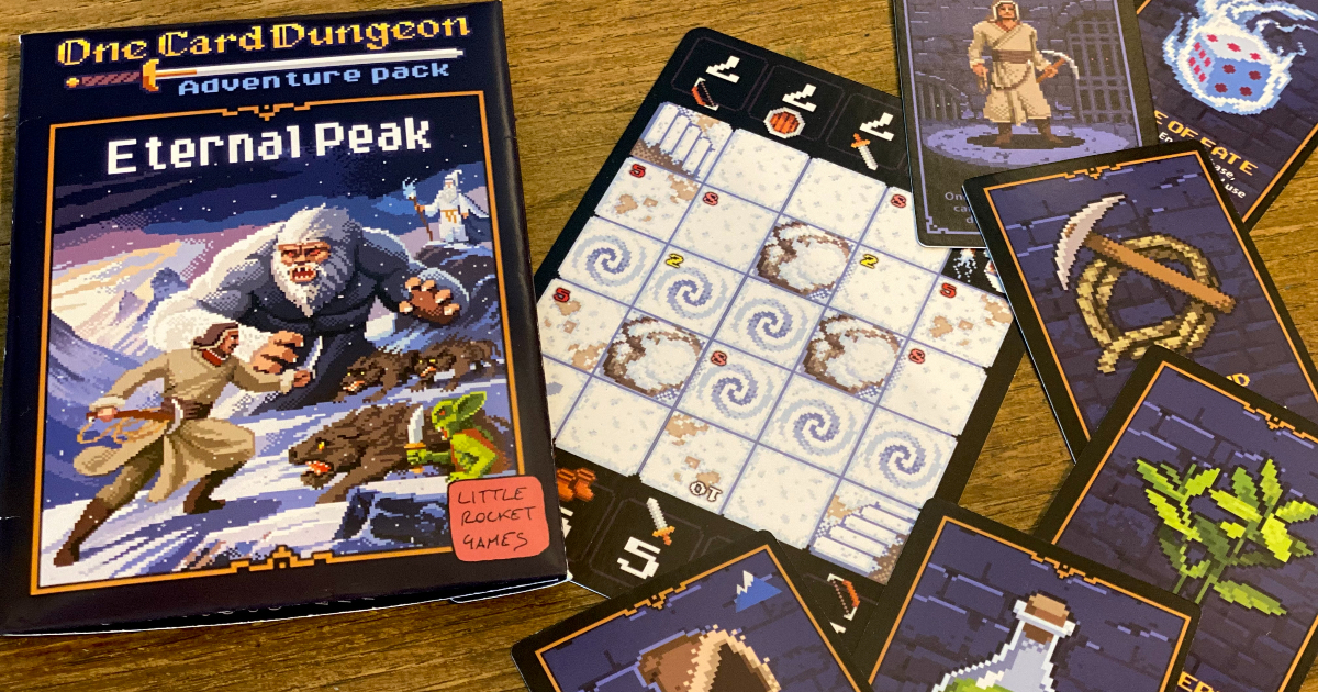 un dettaglio delle espansioni eternal peak e harbour clash di one card dungeon - nerdface