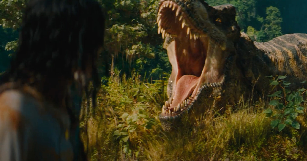 un dinosauro mostra le fauci nel trailer di jurassic world rinascita - nerdface